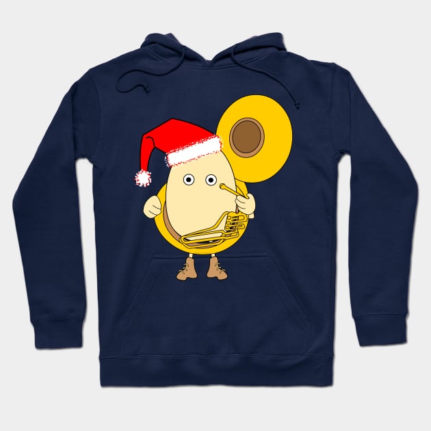 Santa Tuba Player Egghead Hoodie by Barthol Graphics